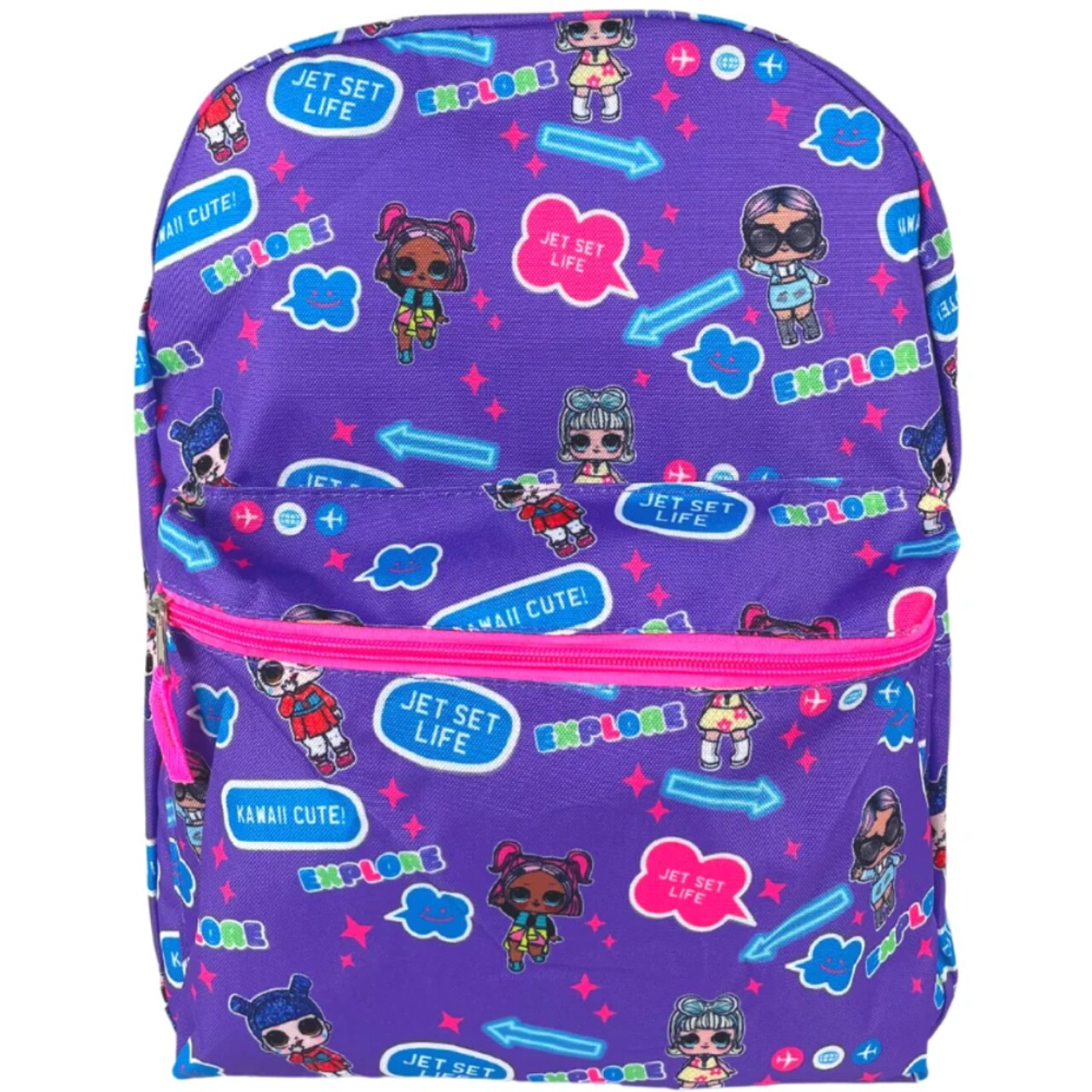 L.O.L. Surprise Dolls All Over Print Backpack With Pocket, 16" Inch
